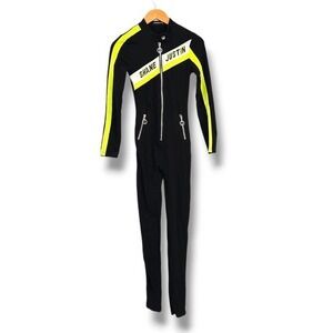 Shane Justin Bling‎ Club Y2K Jumpsuit Moto Style Neon Stripe Zip Front XS